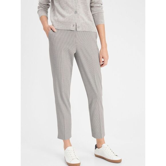 Banana Republic Women's Sz 14 Light Gray/White Hayden Pull-On Soft Ankle Pants - Picture 9 of 9